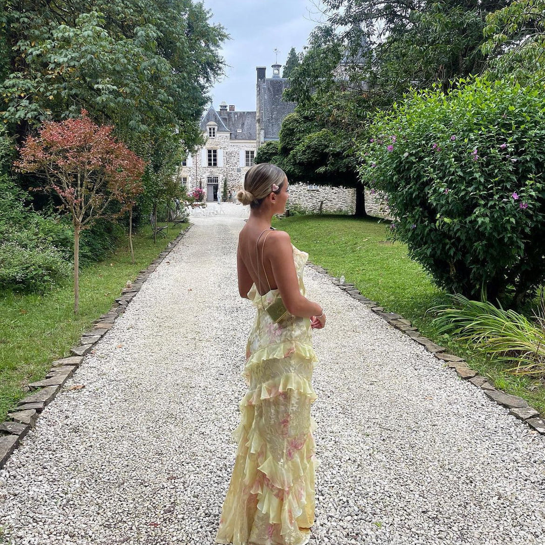 Damen-Maxikleid - Stufiger Aufbau & Strukturierte Oberfläche