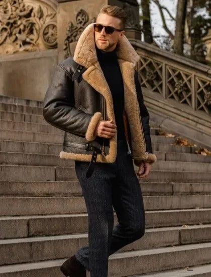 Shearling Aviator Jacke für Herren - Image 8