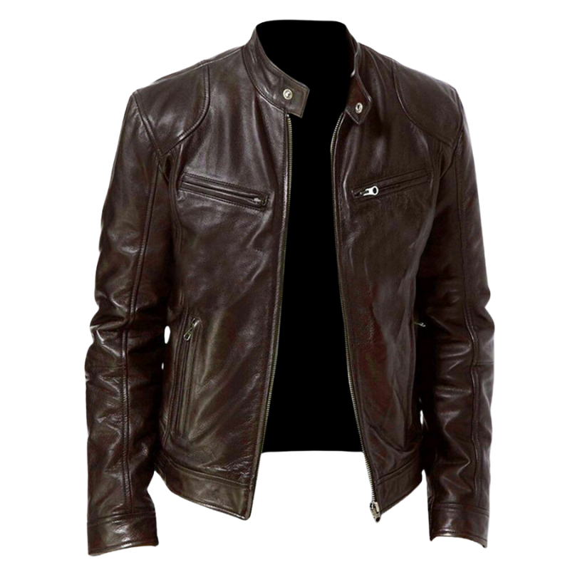 Herrenjacke mit Oberfläche in Lederoptik und geradem Schnitt