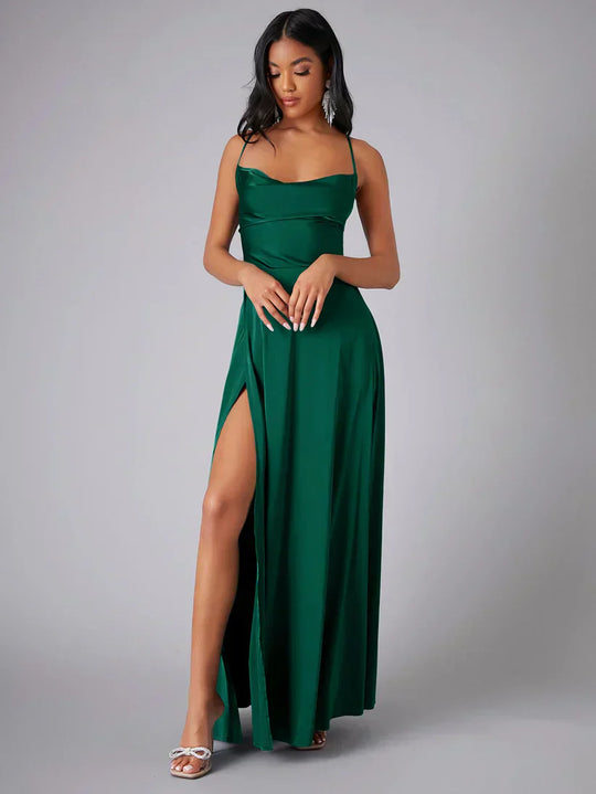 Kleid mit Oberschenkelschlitz und Slip-Maxi-Schnitt für Damen - Image 3