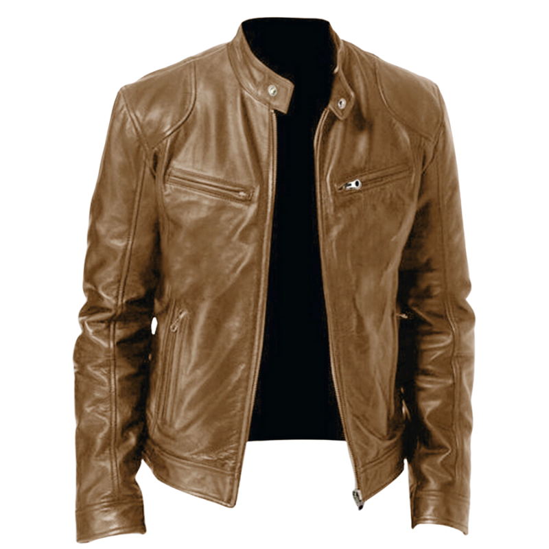 Herrenjacke mit Oberfläche in Lederoptik und geradem Schnitt
