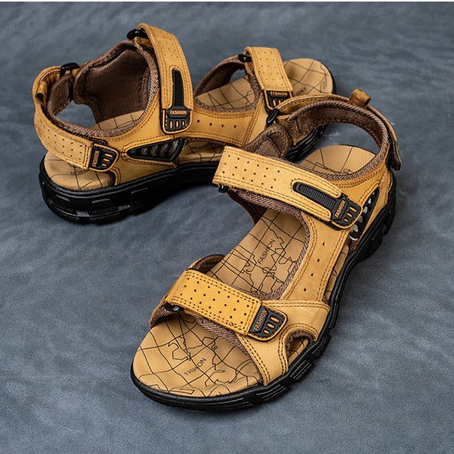 Herren Sandalen Mit Offener Spitze Und Strukturierter Sohle