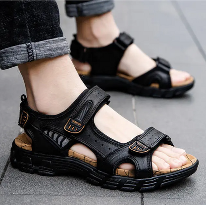 Herren Sandalen Mit Offener Spitze Und Strukturierter Sohle