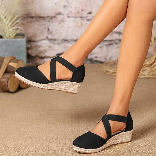 Damen Sandalen Schwarz verstellbare Riemen strukturierte Sohle