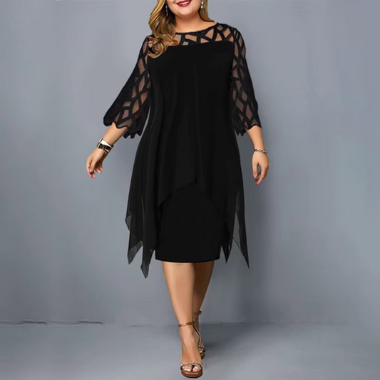 Damen-Midikleid in Übergröße mit Spitzen-Details