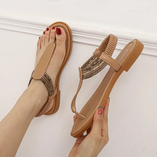Damen Flache Sandalen Mit Geflochtener Oberfläche