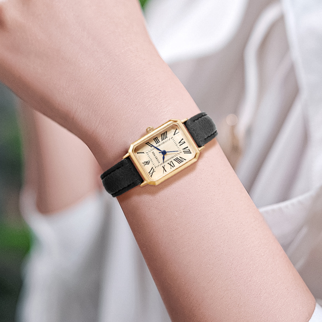 Rechteckige Lederarmbanduhr für Damen - Image 4