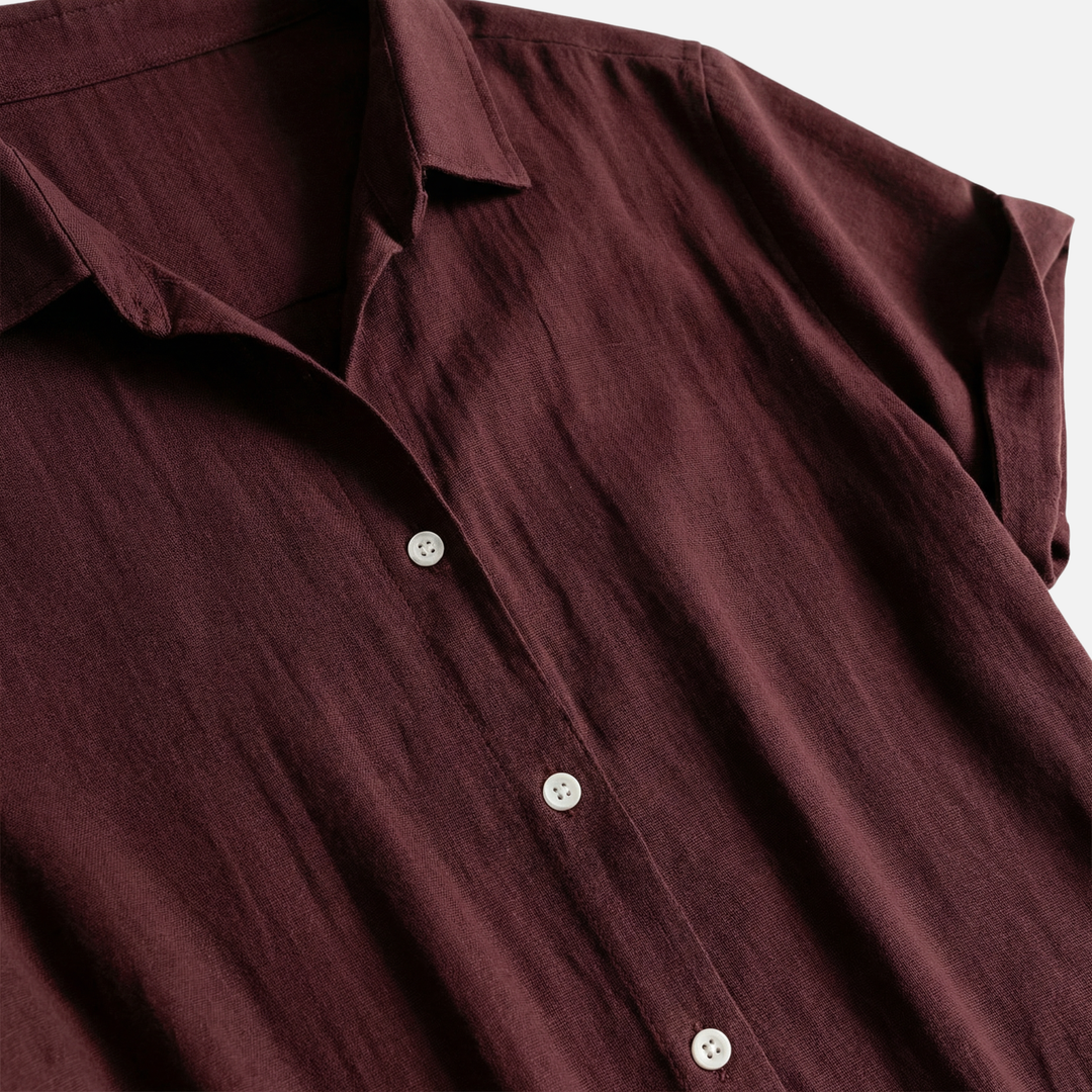 Set leggero e casual in lino da uomo con abbottonatura e tasche