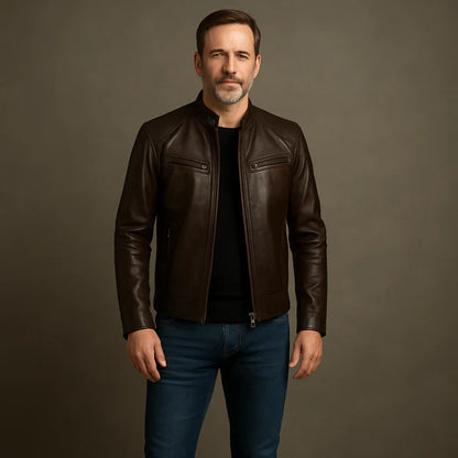 Herren Jacke Slim Fit mit Lederoptik