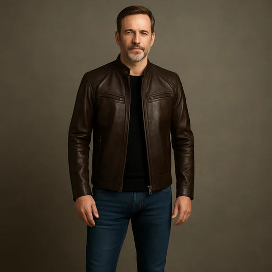 Herren Jacke Slim Fit mit Lederoptik