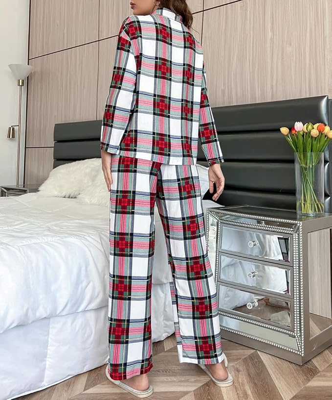 Kariertes Langarm-Pyjama-Set für Damen - Image 6