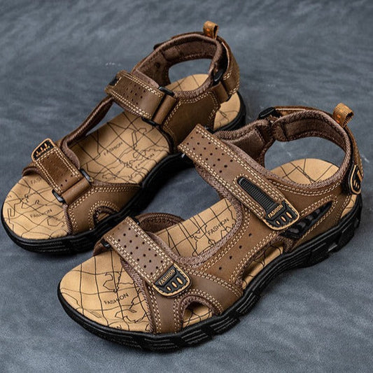 Herren Sandalen Mit Offener Spitze Und Strukturierter Sohle
