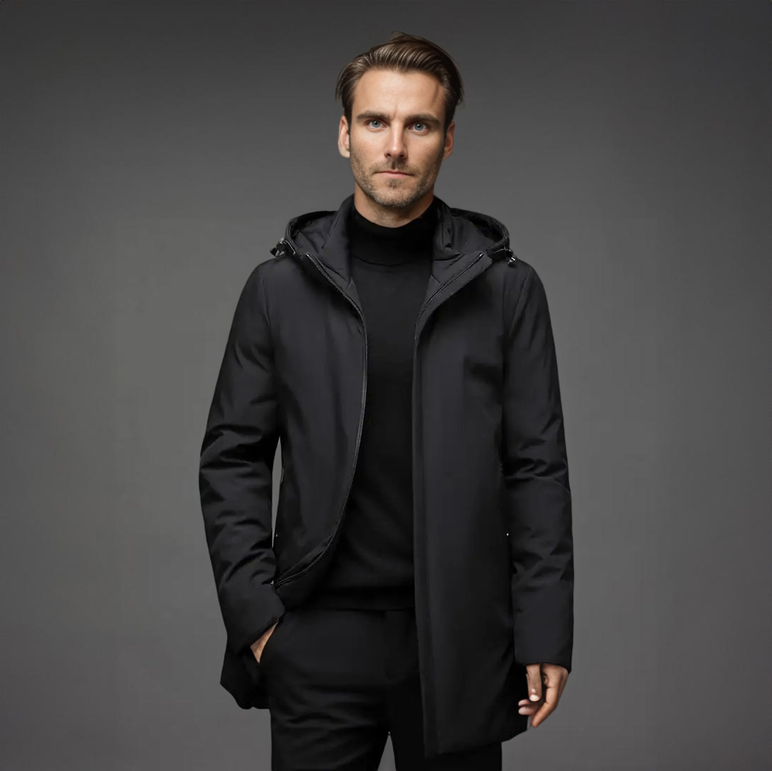 Kapuzen-Midilänge-Jacke für Herren - Image 6