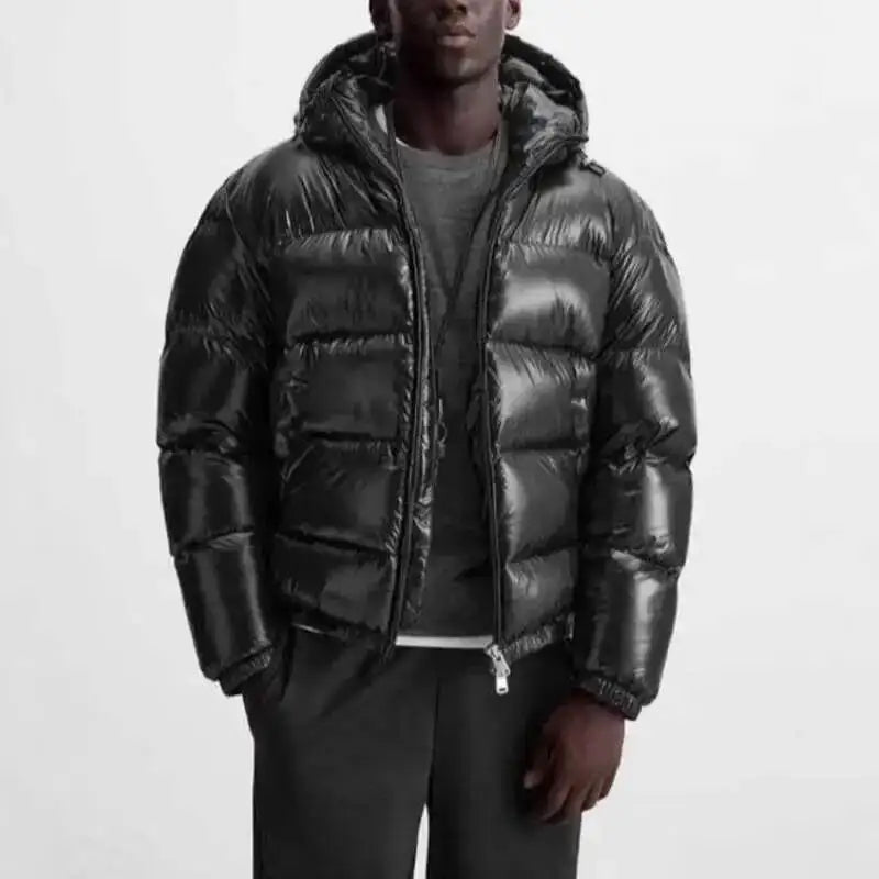 Pufferjacke mit Kapuze für Herren | Gepolsterte Winterjacke mit Reißverschluss