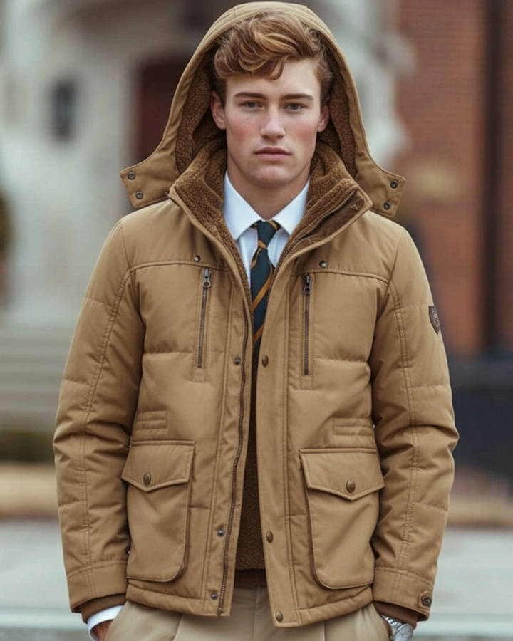 Kapuze Tiefe Taschen Wintermantel für Herren | Mittellange