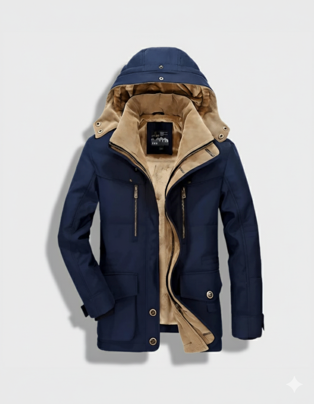 Kapuze Tiefe Taschen Wintermantel für Herren | Mittellange