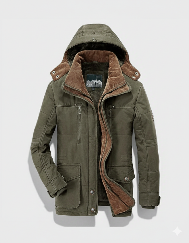 Kapuze Tiefe Taschen Wintermantel für Herren | Mittellange