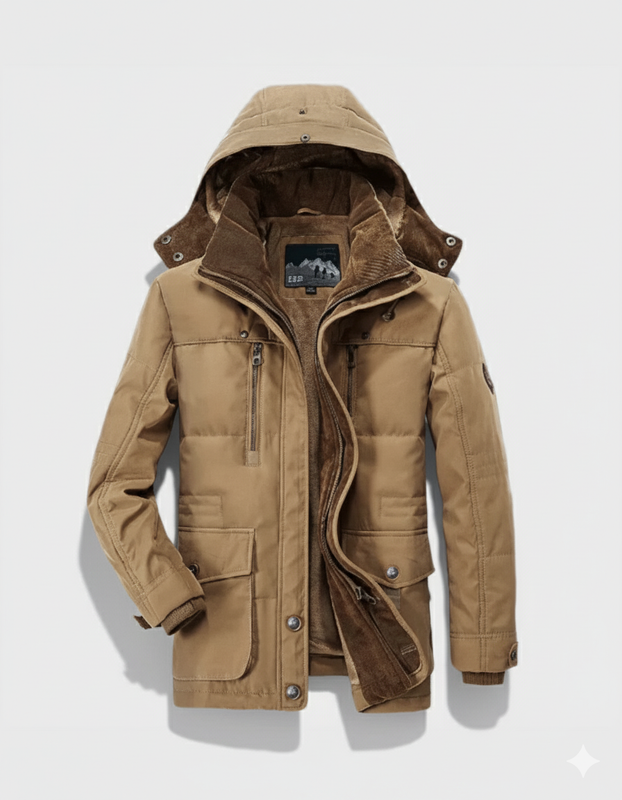 Kapuze Tiefe Taschen Wintermantel für Herren | Mittellange