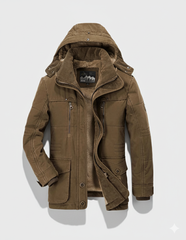 Kapuze Tiefe Taschen Wintermantel für Herren | Mittellange