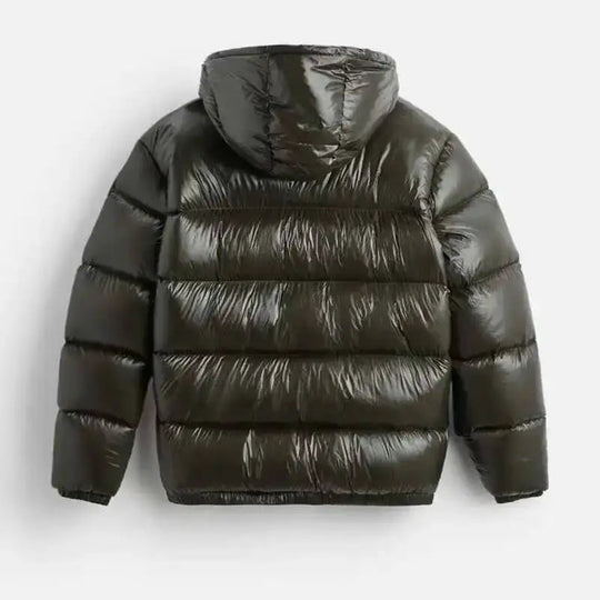 Chaqueta acolchada con capucha para hombre | Chaqueta de invierno acolchada con cremallera