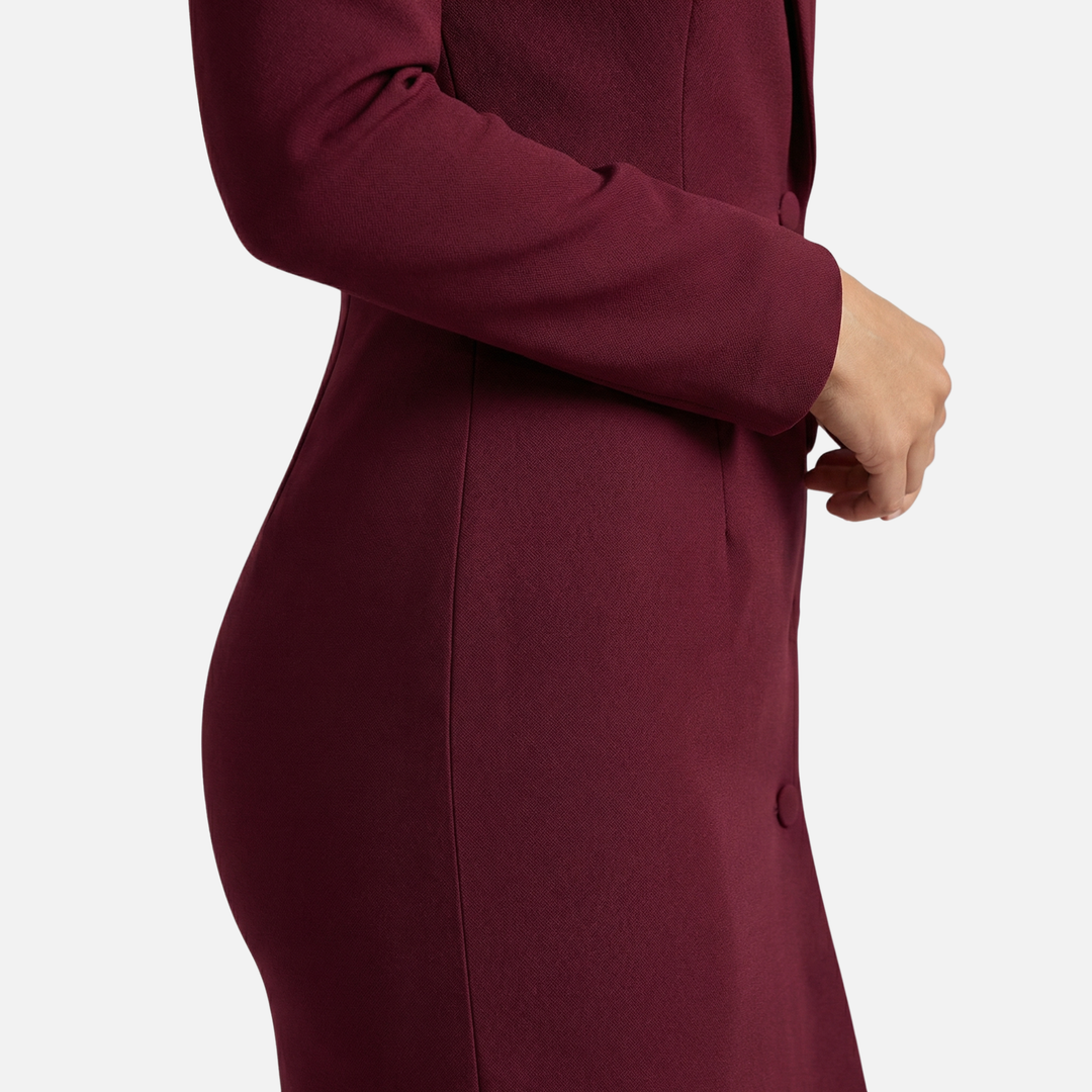 Midi φόρεμα εμπνευσμένο από σακάκι με μέση για γυναίκες