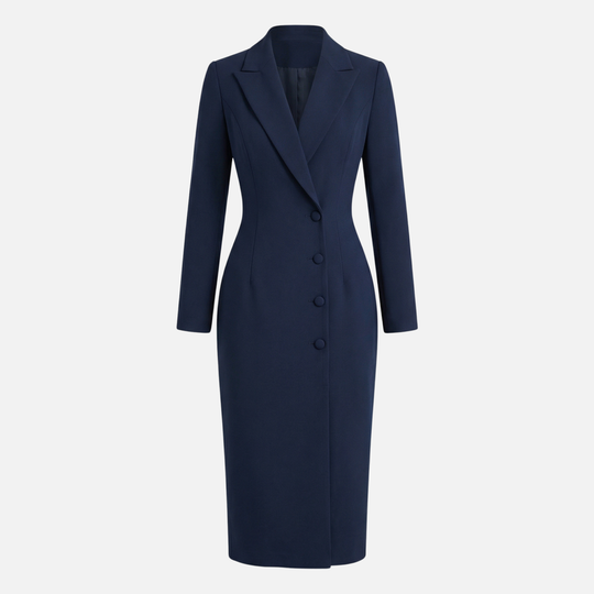 Midi φόρεμα εμπνευσμένο από σακάκι με μέση για γυναίκες