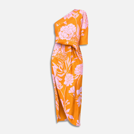 Maxi abito monospalla floreale con spacco laterale da donna