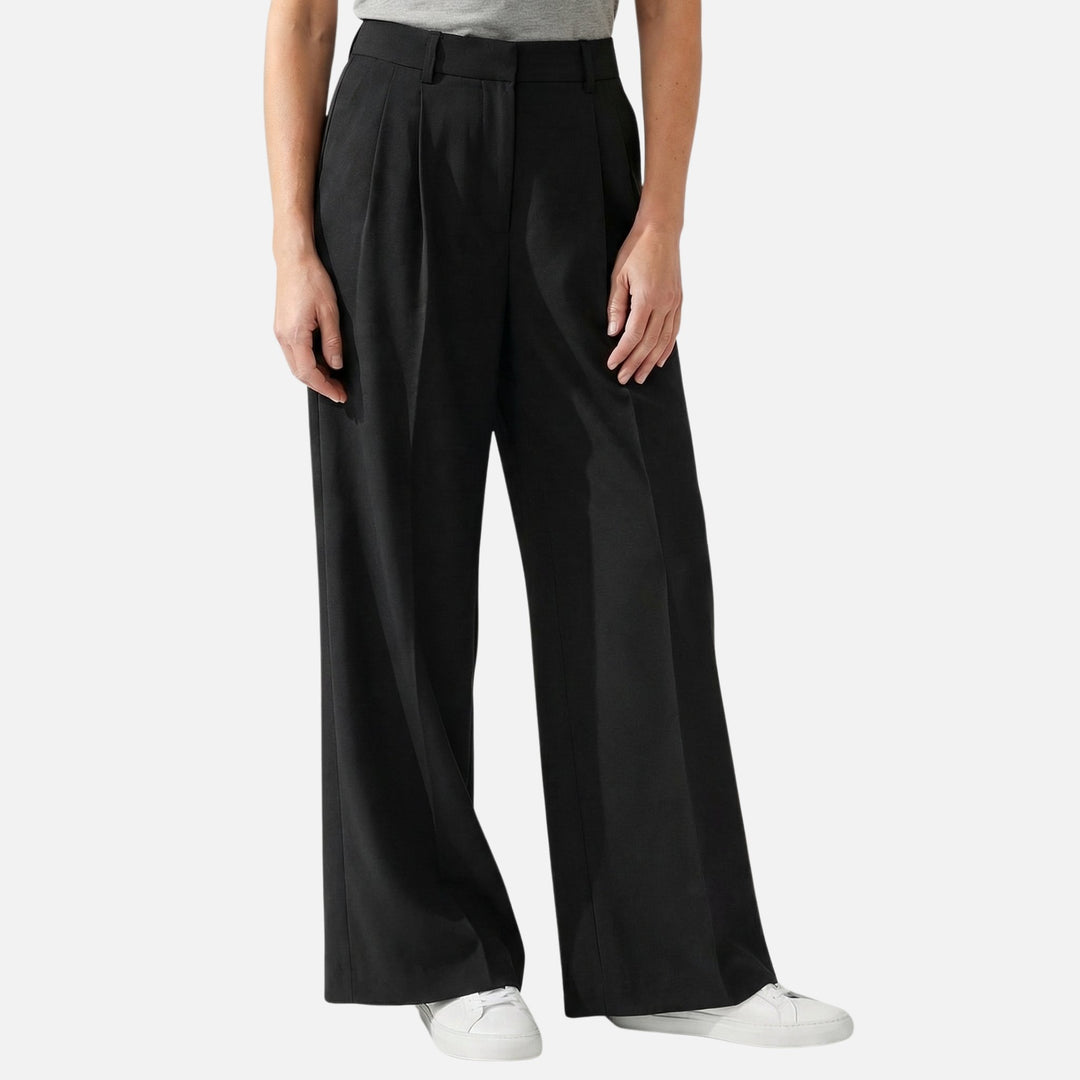 Pantaloni business cu pliuri și croială largă pentru femei