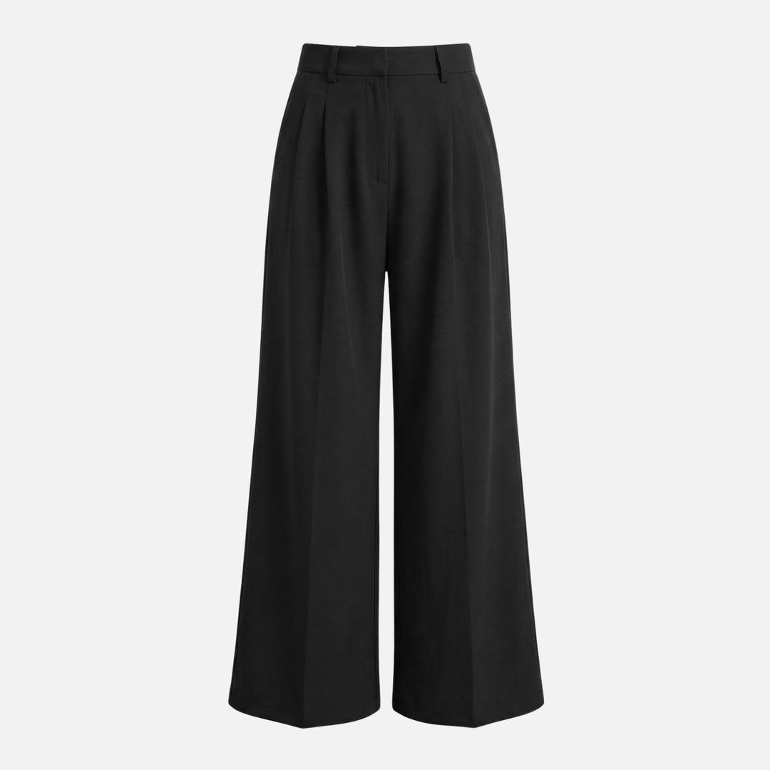 Pantaloni business cu pliuri și croială largă pentru femei