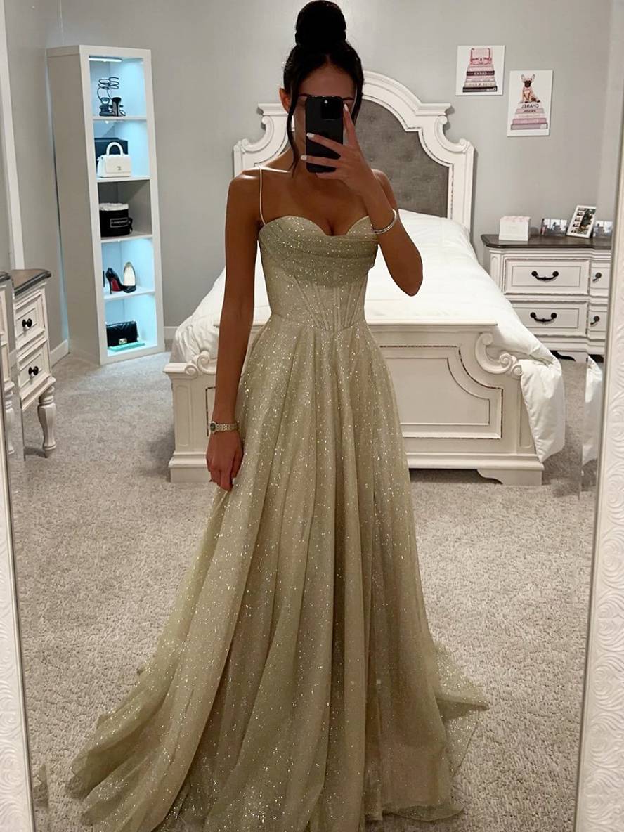 Spaghetti-Träger A-Linien Maxikleid für Damen - Image 1