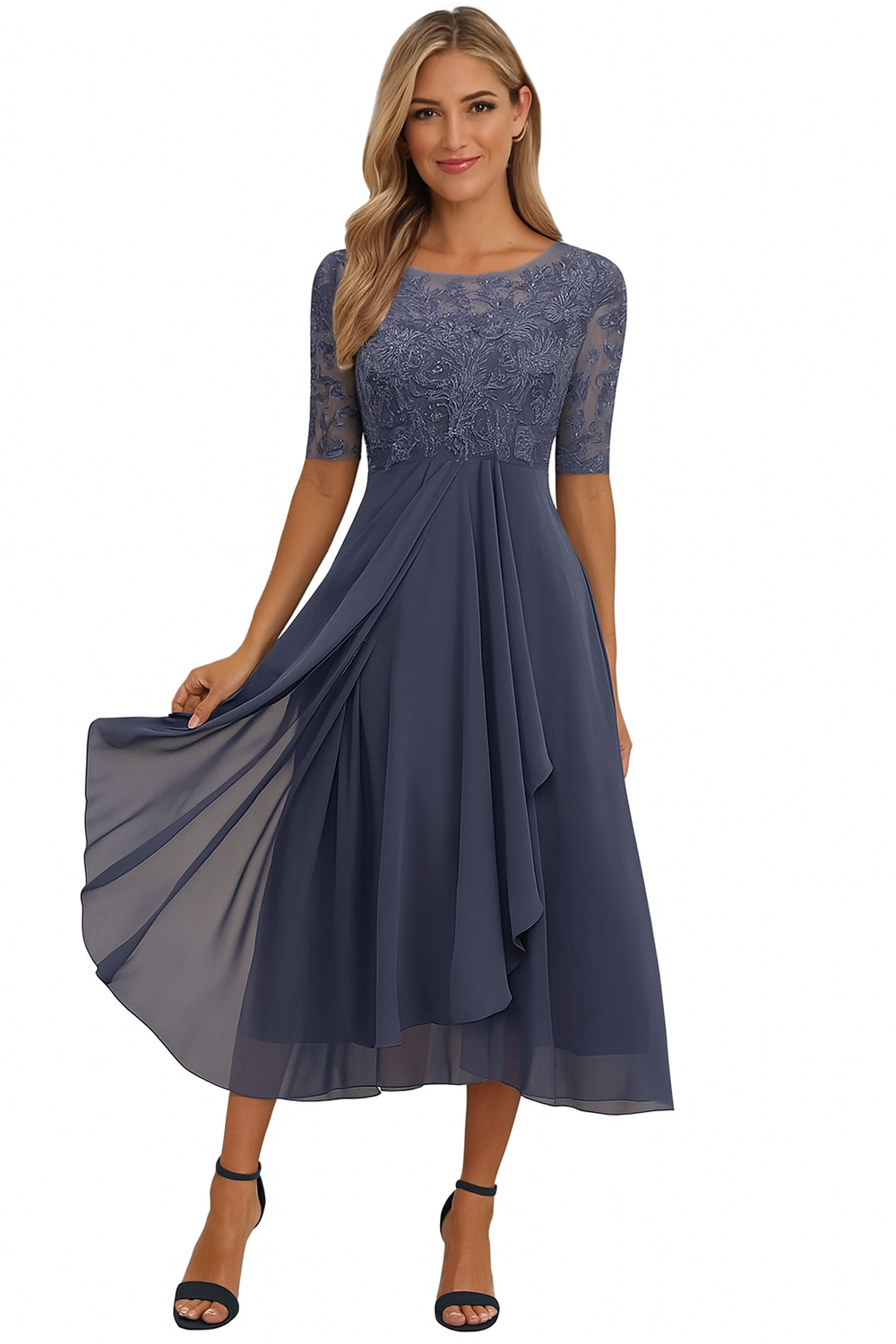 A-Linien-Midikleid mit Spitze für Damen - Image 2