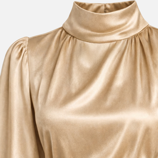 Rochie midi cu mâneci lungi și talie înaltă din țesătură pentru femei