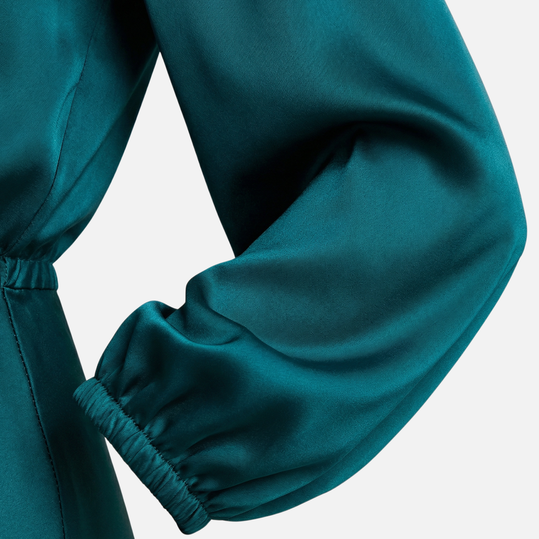 Rochie midi cu mâneci lungi și talie înaltă din țesătură pentru femei