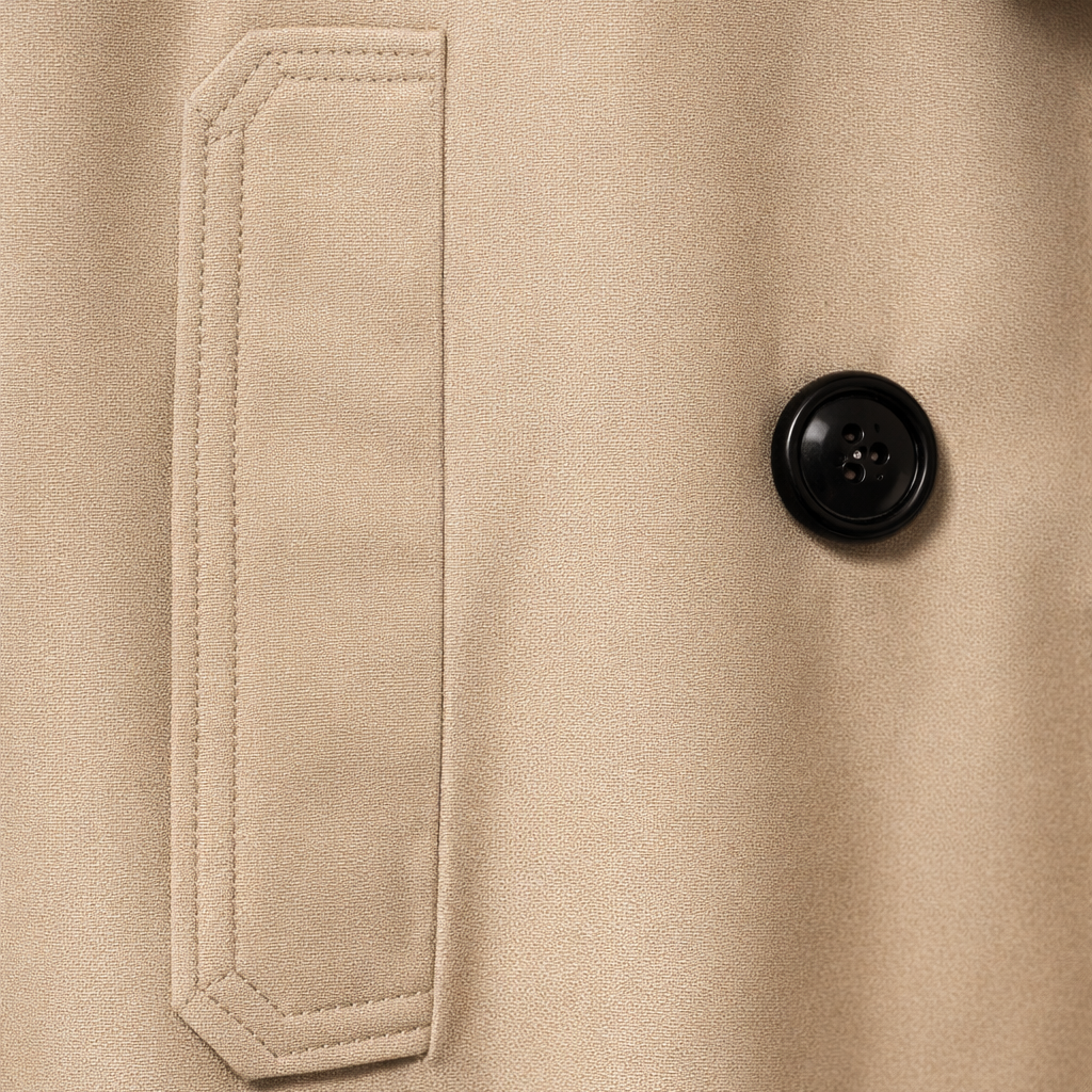 Trench corto da donna con colletto a risvolto e tasche