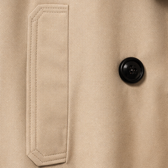 Trench corto da donna con colletto a risvolto e tasche