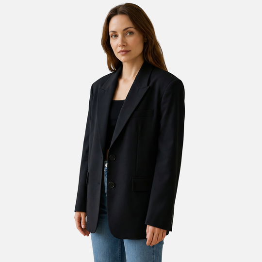 Blazer oversize in tessuto con tasche frontali da donna