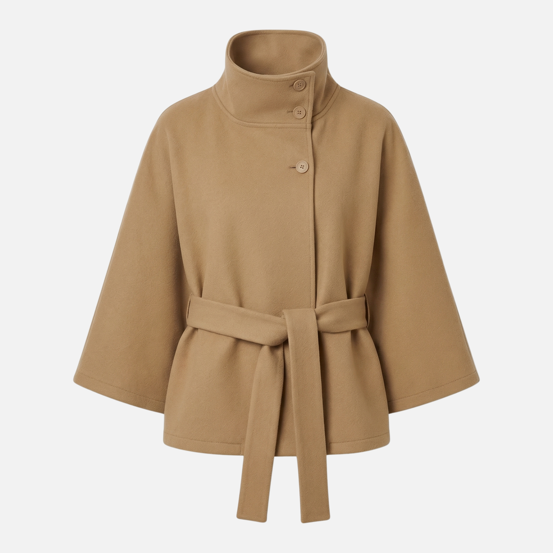 Γυναικείο παλτό από μείγμα μαλλιού σε υπερμεγέθη μήκος με όρθιο γιακά και τσέπες
