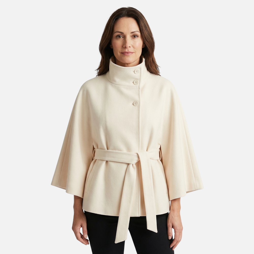 Γυναικείο παλτό από μείγμα μαλλιού σε υπερμεγέθη μήκος με όρθιο γιακά και τσέπες