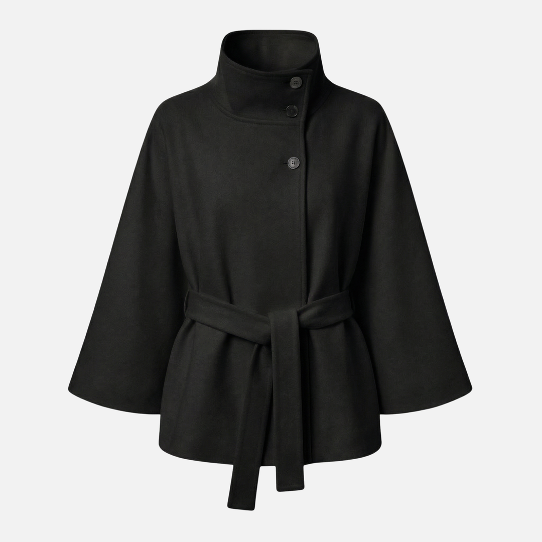 Γυναικείο παλτό από μείγμα μαλλιού σε υπερμεγέθη μήκος με όρθιο γιακά και τσέπες