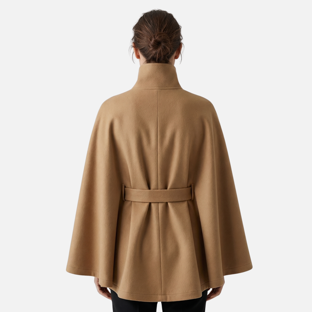 Γυναικείο παλτό από μείγμα μαλλιού σε υπερμεγέθη μήκος με όρθιο γιακά και τσέπες