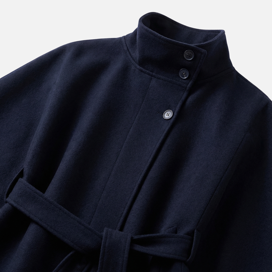 Γυναικείο παλτό από μείγμα μαλλιού σε υπερμεγέθη μήκος με όρθιο γιακά και τσέπες