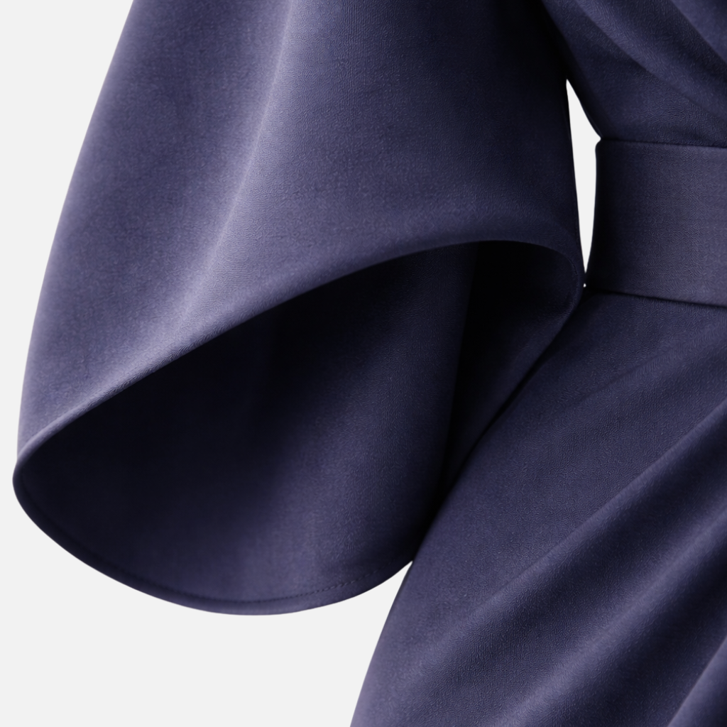 Dramatic lantern sleeve dress with waist belt for women