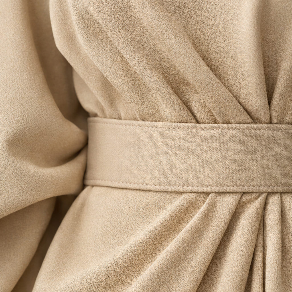 Dramatic lantern sleeve dress with waist belt for women