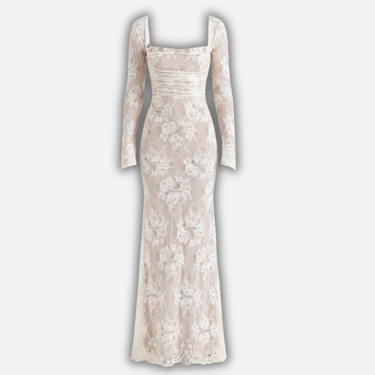 Abito in pizzo floreale trasparente con bustier a corsetto da donna