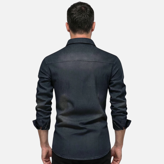 Freizeit Stretch-Denim Slim-Fit Hemd mit Brusttaschen für Herren