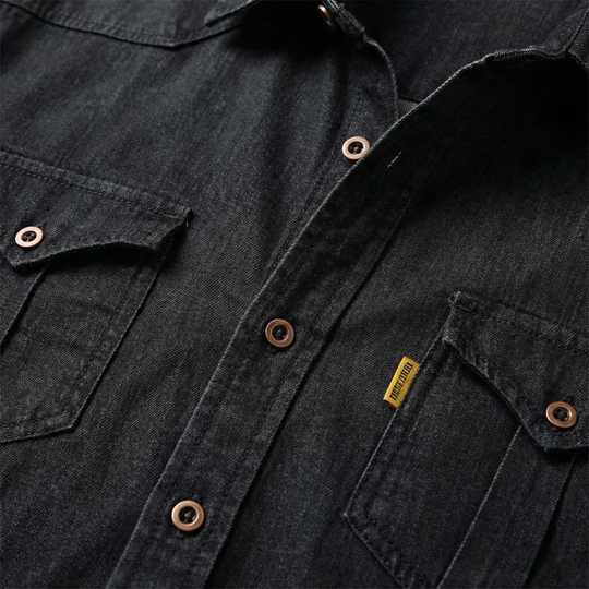 Freizeit Stretch-Denim Slim-Fit Hemd mit Brusttaschen für Herren