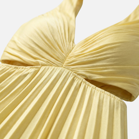 Gefaltetes Midi-Kleid mit V-Ausschnitt für Frauen