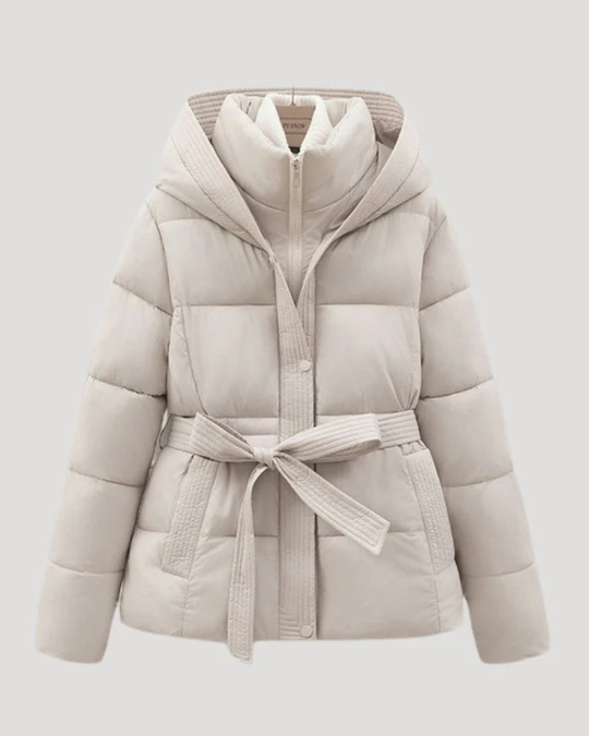 Gepolsterte Steppjacke mit Taillengürtel für Frauen