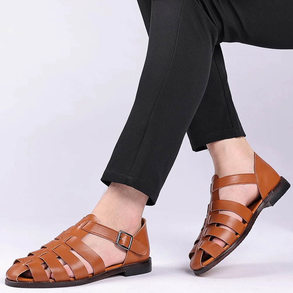 Geschlossene Fersensandalen Herren – Strukturierte Riemen & Schnallenverschluss