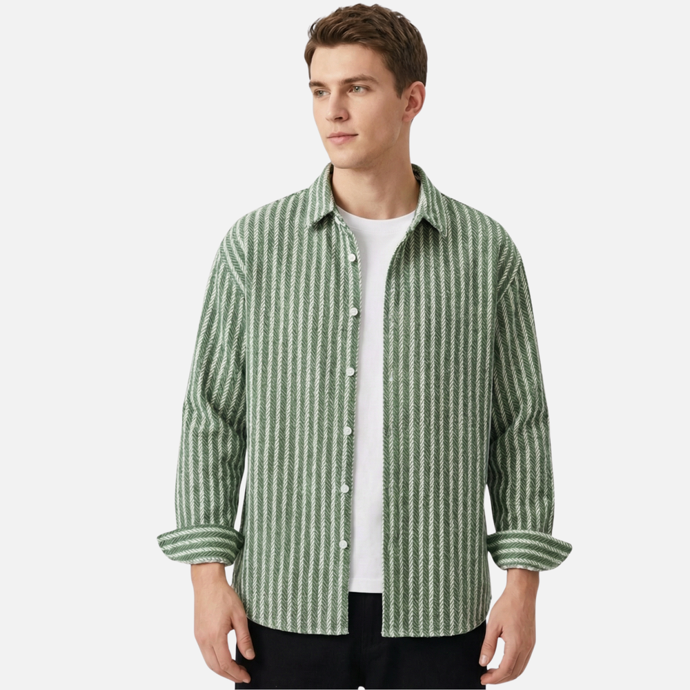 Camicia a strati a righe con righe verticali da uomo